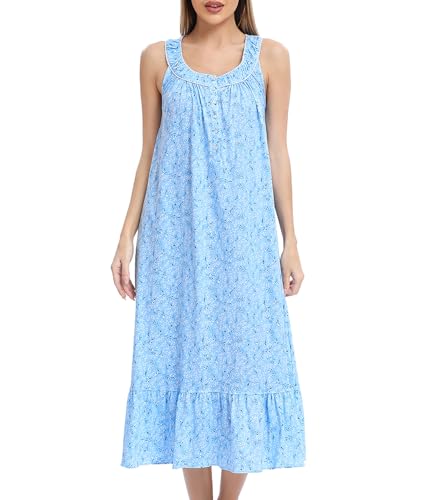 Sleeveless Nightgowns for Women Long Cotton Nightgown Sleepwear Ladies Nightdress Sleep Dress 100% Cotton Night Gown