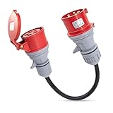 AOJO 16A Kupplung auf 32A Stecker CEE Adapter 5 Polig für Elektrofahrzeuge, EV Ladegerät (P34542)