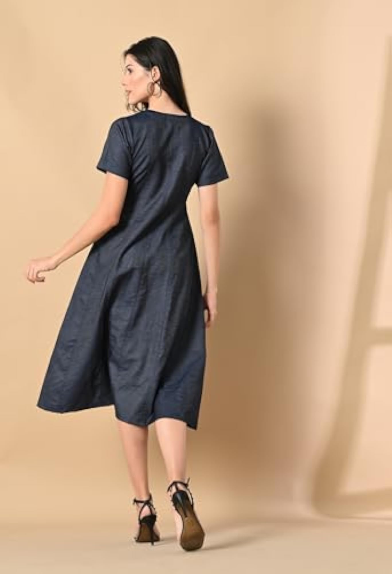 Indigo Whisper Denim Midi Dress