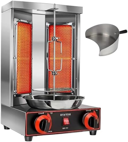 Vertical Broiler Grill Machine with Dual Burners - Perfect for Home and Restaurant Cooking, High Efficiency, Easy to Use, Commercial Grade, Ideal for Kebabs and More