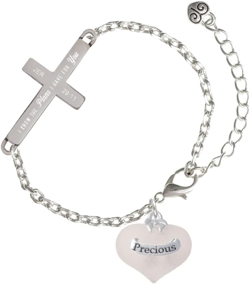 Delight Jewelry Heart with Baby Feet I Have Plans for You Engraved Cross Charm Bracelet, 6.5+1.5" Extender