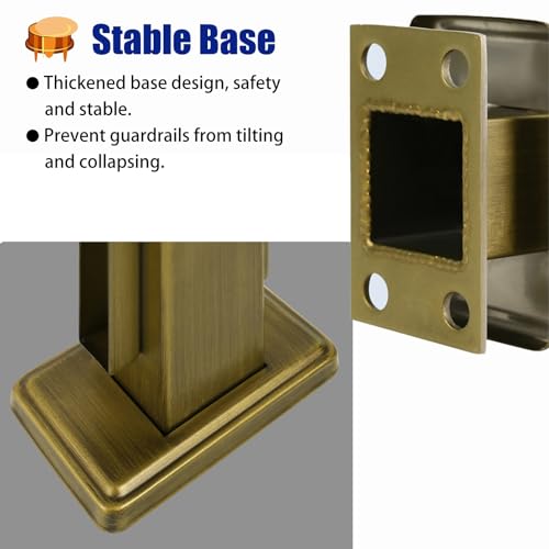 Sistema de pasamanos con poste dorado de alta resistencia y 130 cm de altura 8