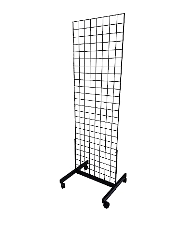 Only Hangers Black 2' x 6' Heavy Duty Rolling Gridwall Art Display Panel - Set of 1 and Set of 2 (SET of 1)