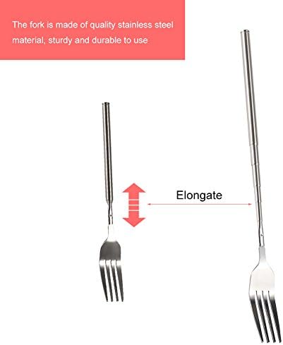 Telescopic Fork, Extendable Fork, Long Handle Fork, Barbecue Toasting Dinner Fruit Dessert Long Fork Cutlery for BBQ Eating