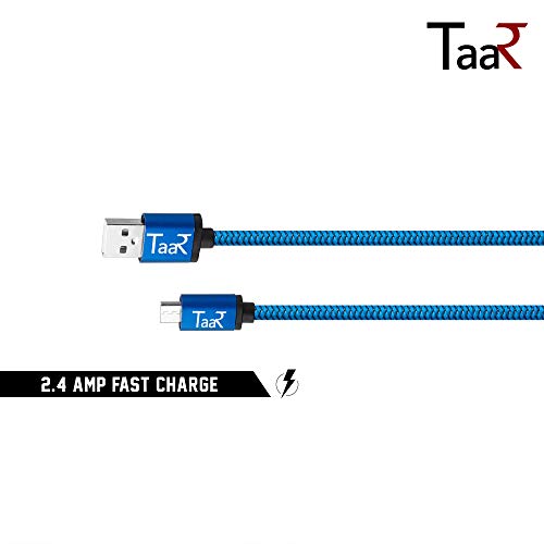 Image of Taar MUBR Micro USB Nylon Braided Data Cable - 3.28 Feet - (1 Meter) - (Blue)