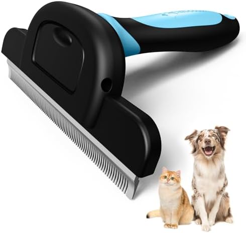 Pet Hair Brush For Dogs & Cats - Dual Sided Shedding Brush With Removable Hair Tray, Large Size