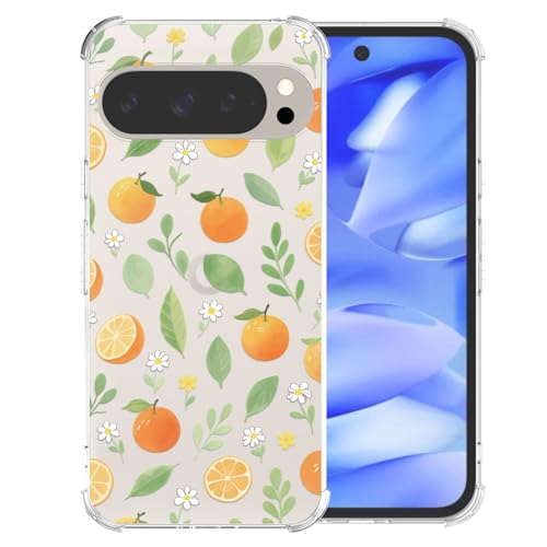 Coque Google Pixel 9 Pro XL transparente orange en gel souple antichoc