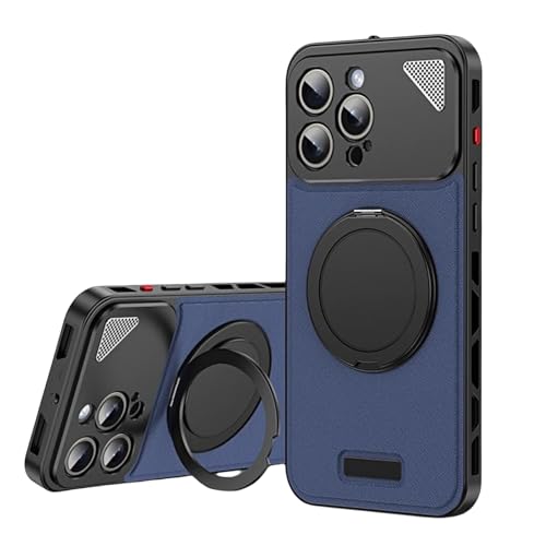 JUNENTER �d�b 15 Pro Max/15 Pro/15 �p�P�[�X�AMagSafe �ƌ݊������蒴�y�ʒ����p���^���t���[�����U�[�o�b�N�P�[�X 360° ��]�L�b�N�X�^���h�t���A�u���b�N 3,15