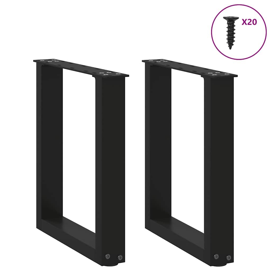 Gambe per tavolino a forma di U, 2 pezzi, nero, 38 x (42-43)