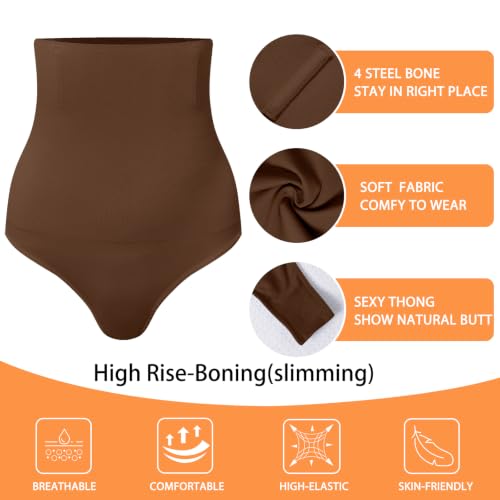 Image of Werena Tummy Control Thong Shapewear for Women High Waisted Body Shaper Panties Shaping Thong Girdle Underwear