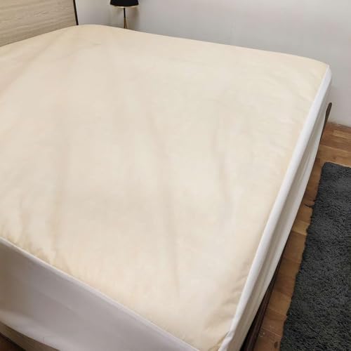 Image of Waterproof Soft Non-Woven Mattress Protector for Bed in Size 72 inchx84 inch |Breathable Elastic Fitted Mattress Cover for 10-Inch Deep Mattresses - Ivory