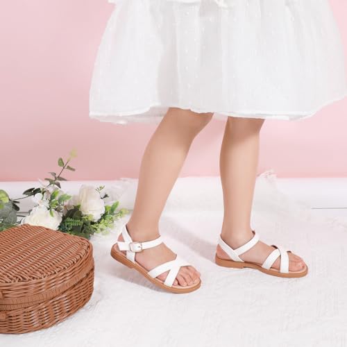 Pandaninjia Elva Girls Sandals Open Toe Cute Flats Dress Sandals Cross Strappy Summer Shoes Toddler/Little Kid/Big Kid thumb #2
