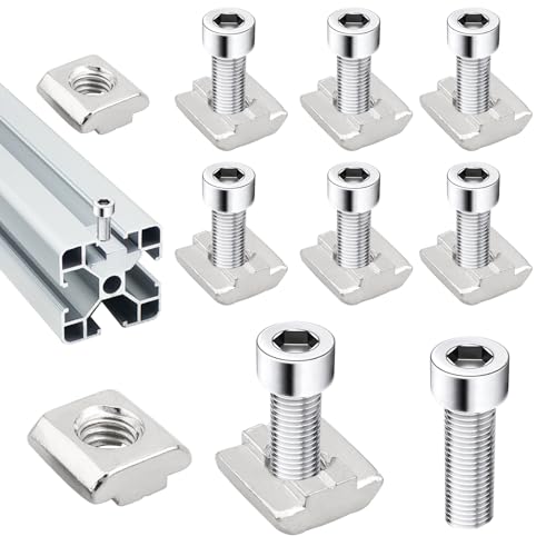 Nutensteine M8, 60 Stück Edelstahl Nutenstein Schrauben M8 Set T Nut Schiene Schiebemuttern für Aluprofil Extrusionsschlitz Führungsschiene