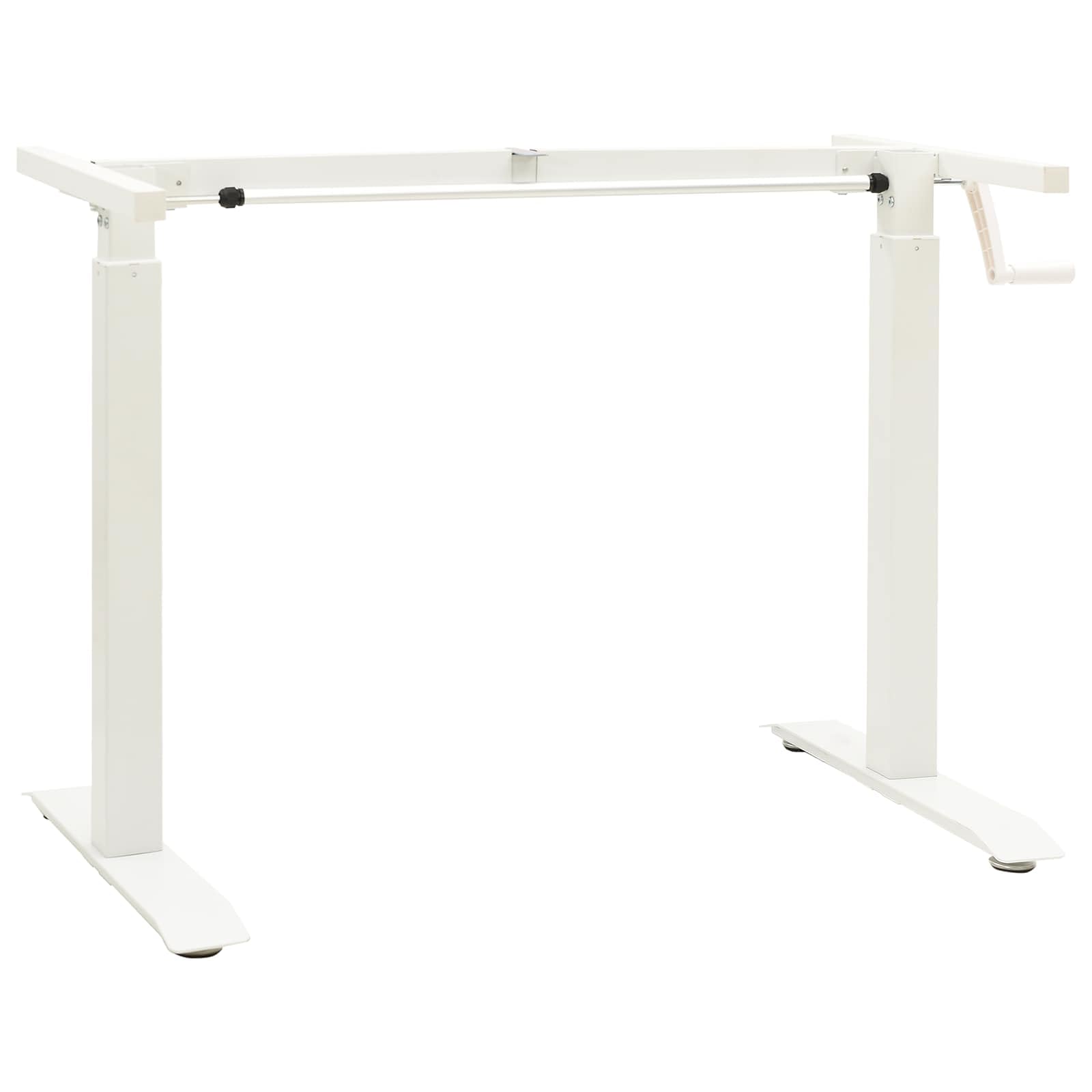 Scrivania regolabile in altezza in legno di rovere massiccio con telaio in acciaio, 120 x 60 cm, bianca e naturale, ergonomica, per home office, ufficio, gaming, laptop, salvaspazio e robusta