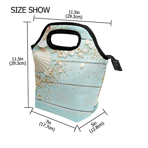 Naanle Ocean Beach Theme Insulated Zipper Lunch Bag Cooler Tote Bag For Adult Teen Men Women, Ocean Starfish Lunch Boxes Lunchboxes Meal Prep Handbag #TOP2