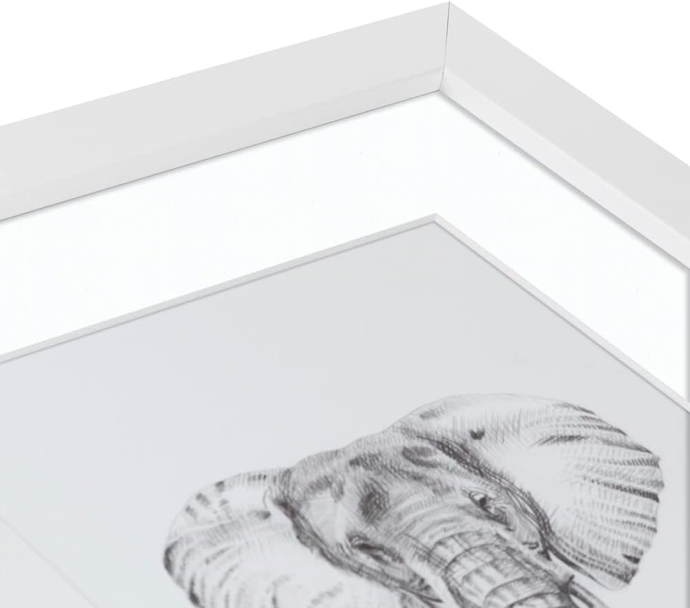 ArtToFrames 8x32 inch Satin White Frame Picture Frame with 2 Inch Single Super White Mat, SingleMat-FRBW26074-8x32-61