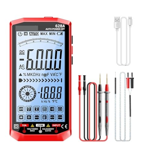 Multimètre numérique rechargeable 628A Red 6000 points avec ampèremètre et capacimètre - 2