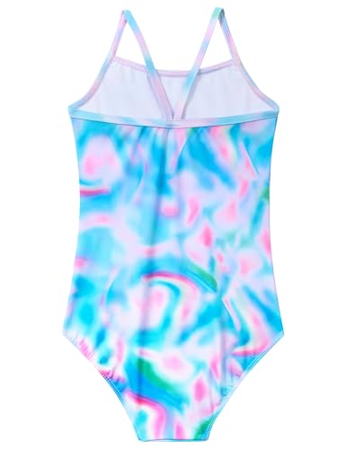 Girls One Piece Swimsuits Size 2-3 Years Old Blue Purple Scrawl Quick Dry Summer Swimwear2