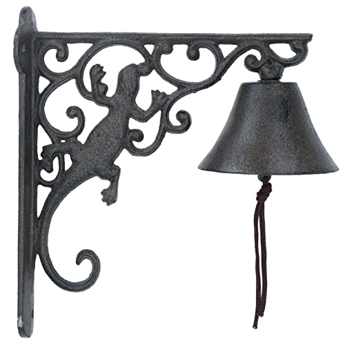 Campana de hierro fundido con geco para decorar tu jardín, porche o la entrada de casa 3