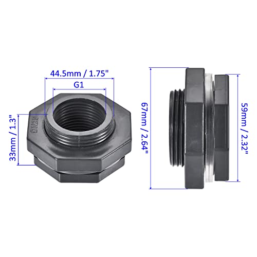 M METERXITY PVC Bulkhead Fitting, Double Threaded Bulkhead Water Tank Connector, with Silicone Gasket, Apply to Aquariums - Image 3
