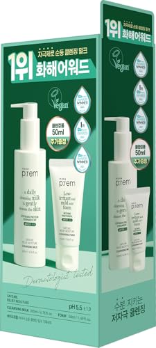 MAKE P:REM Moisture Cleansing Kit | 2-Piece Kit Including Cleansing Milk & Cleansing Foam - Hydrating Gentle Face Wash Delicate Eye-Friendly Face Wash for Sensitive Skin Korean Skincare Gift Set