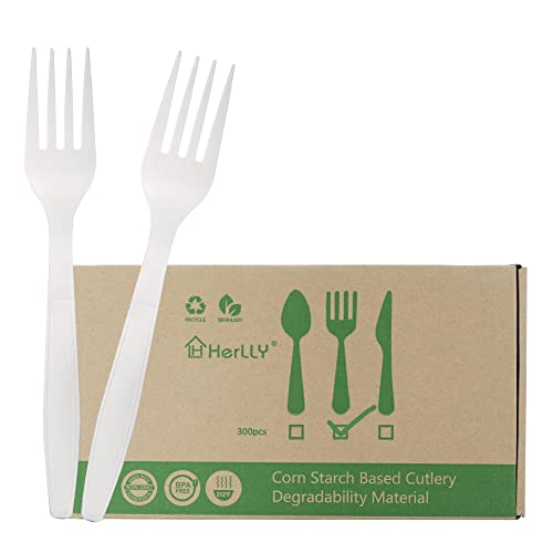 Compostable Disposable Forks for Parties (300 Count)