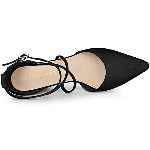 Allegra K Allegra K Women's Crisscross Strap Pointed Toe Chunky Heels Black Sandals Pumps 8.5 M US