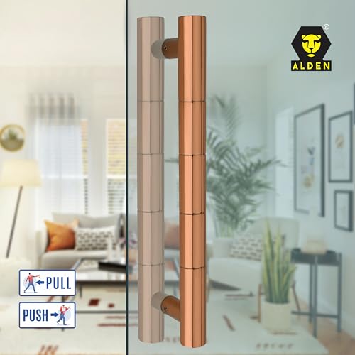 Image of ALDEN 12 inch Main Door Handle /Handle for Glass and Wooden Door /Pull and Push Stainless Steel Door Handle (PVD Rose Gold) (4 Years Warranty) (Pack of 1)