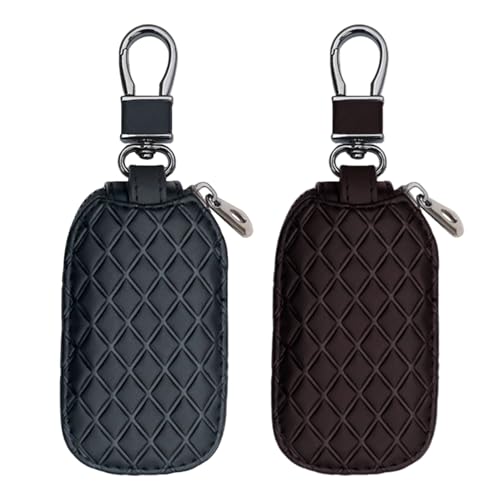 2 Piezas De Bolsas De Automóvil De Cuero, Cubierta De Llave, Bolsa De Llave Portátil, Accesorios De Autoquillas, Bolsa De Almacenamiento Resistente A Kear (Negro, Marrón).