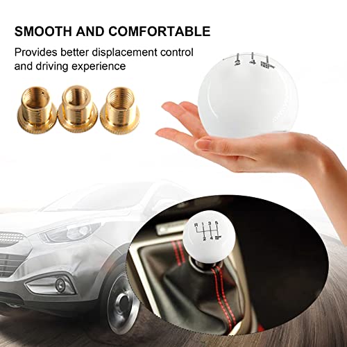 Edicapo White Ball Shift Knob 6 Speed Round Shift Knob M12X1.25 With 3 Adapters M10X1.5 M10X1.25 M8X1.25 - 3D Carving #TOP2