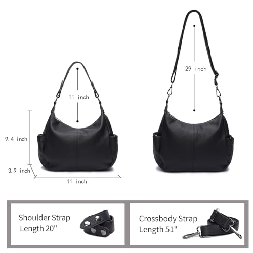Image of Genuine Leather Purses for Women Hobo Crossbody Bags Casual Work Shoulder Bag with Adjustable Strap