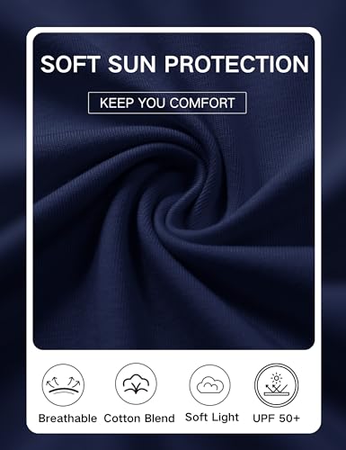 YUCOLEN T Shirts for Women Cotton Short Sleeve V Neck Basic Tees Soft Breathable UPF 50+ Tops for Summer Spring Navy Blue