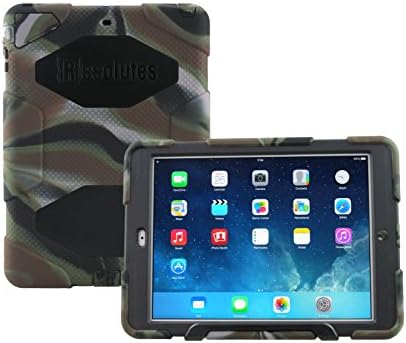 Winpartner Silicone Rubber Bumper with Stand and Screen Protector for Apple iPad 5th Generation - Camo Green/Black