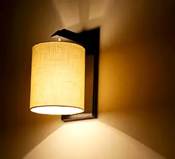 LIGHT ANGLE Wooden Surface with Fabric Mounted Wall Lamps (Beige)