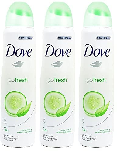 Dove Body Spray Anti-Perspirant/Anit-Transpirant, Pack Of 3X250Ml/8.5Oz, Cucumber & Green Tea #TOP20