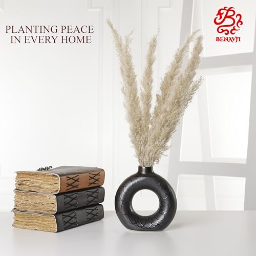Image of BENAVJI Pots for Plants Lightweight Ceramic Indoor Outdoor Plant Pots, Flower Pot Gamla Vase for Living Room, Balcony, Garden 6 Inch (Black, Pack of 1)
