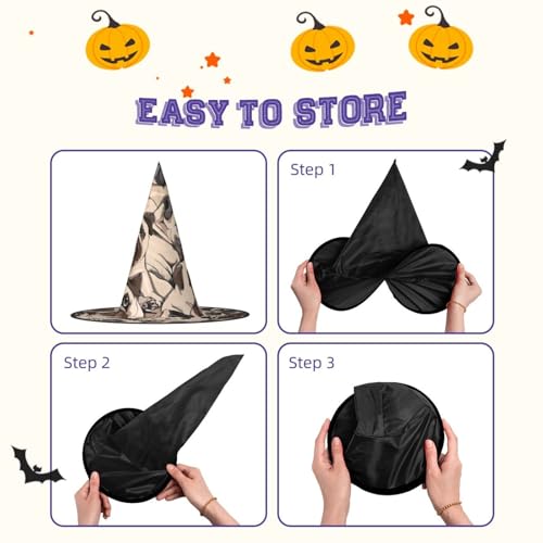 Chapeaux de sorcière à suspendre Halloween et décoration de cour avec motif carlin