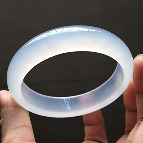 Jonc de luxe en agate chalcédoine naturelle blanc givré pour femme
