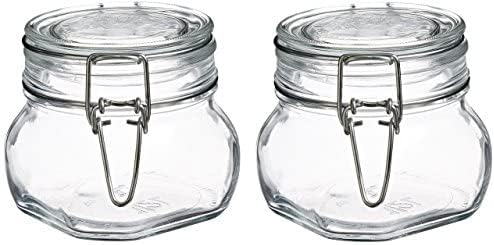 Bormioli Rocco Fido Clear Glass Jar with 85 mm Gasket,0.5 Liter (Pack of 2)