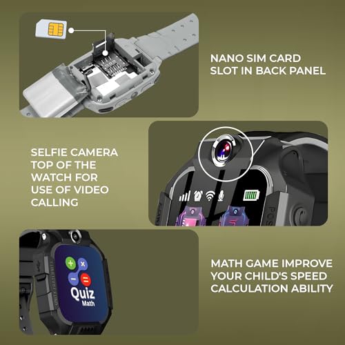 Image of GameSir Kids Smartwatch for Boys & Girls, Men & Women, Sim Card Support, Location Tracker /GPS System, Music Player, Camera, Video,Notification, Alarm, Waterproof, Calling Smart Watch-Black