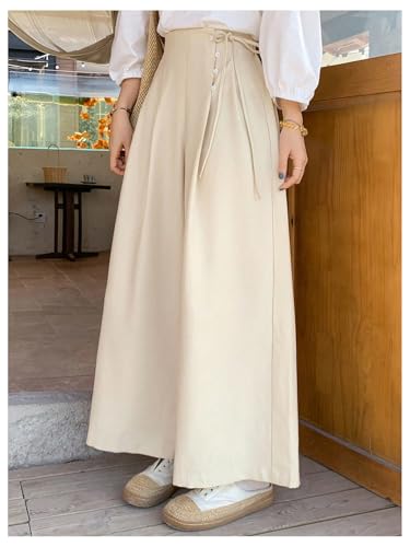 GORGLITTER Women's Wide Leg Work Pants Dressy High Waisted Pleated Tie Side Baggy Business Casual Trousers2