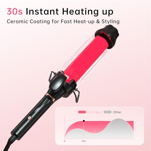 Hahahope Professional 2 Inch Curling Iron with Clamp - Large Barrel Curling Wand for Long Hair,Global Voltage, 8 Adjustable Heat Settings, Lightweight Design — view 5