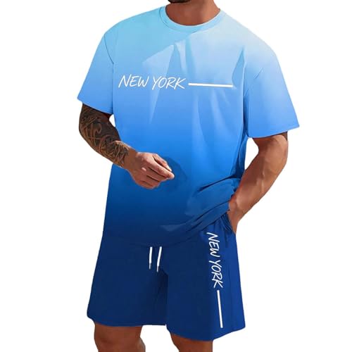 Ensemble t-shirt et short dégradé bleu XL pour homme au style estival