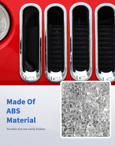 Image of Chrome JK Grill Inserts Front Grille Mesh no Mesh Cover Guard for Jeep Wrangler JK 2007-2017 Clip-on Grille Accessories