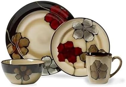 Pfaltzgraff Painted Poppies 16-Piece Dinnerware Set, Service for ...