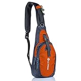Sling Bag Backpack Chest Shoulder Compact Fanny Sack Satchel Outdoor Bike nylon fabric Orange, by LC Prime
