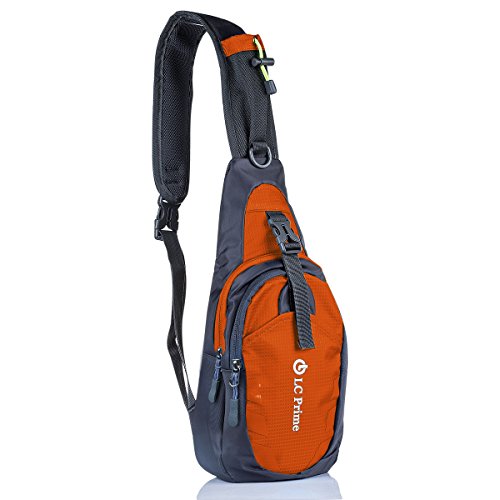 LC Prime Sling Bag Backpack Chest Shoulder Compact Fanny Sack Satchel Outdoor Bike Nylon Fabric Orange