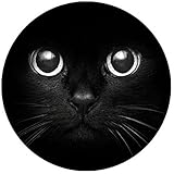 iFUOFF Cute Cat Face Black Fashion Design Circular Mousepad With Rubber 7.87