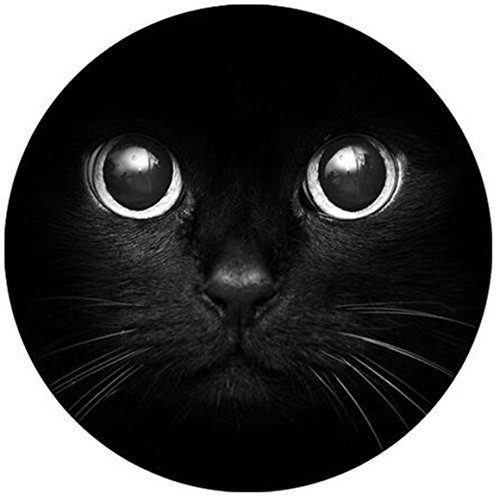 Cute Cat Face Black Fashion Design Circular Mousepad With Rubber 20cm