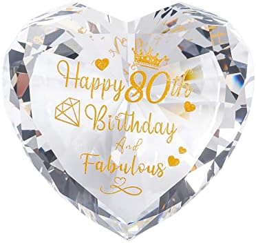 60th Birthday Gifts for Women Heart Glass Crystal Keepsake with Happy 60 Years Birthday and Fabulous Presents For Mum, Friends